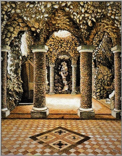 A13.-Commande-de-dessin-a-la-plume-et-a-lencre-pour-Goldney-Grotto-Bristol-Universite.-Pour-les-ventes-de-cartes-aux-touristes.-1993