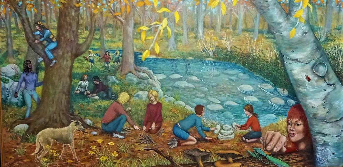 A11.-Enfants-dans-la-foret.-Acrylique.-Disponible