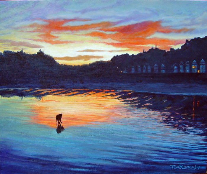 A2.-Port-de-Folkestone-soiree.-Huil-vendu