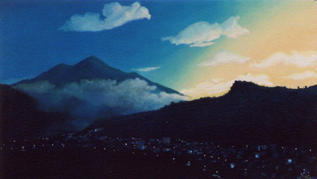 A7-.-Coucher-de-soleil-sur-Amelie-les-Bains-vue-de-Palalda.-2001-Disponible